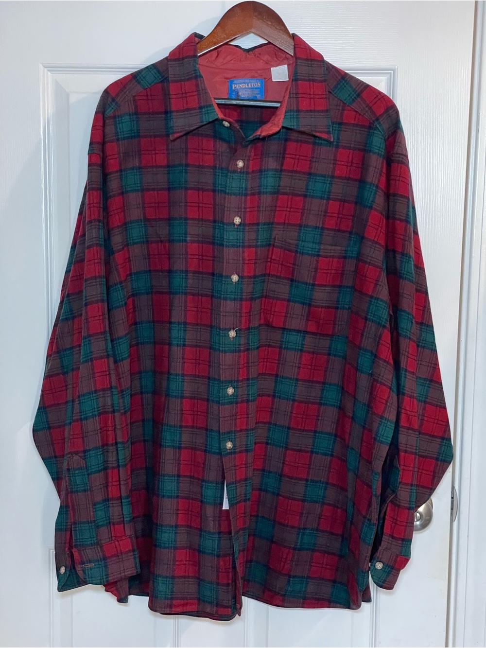 Pendleton Men’s 3XL 100% Virgin Wool Red Green Plaid Flannel Shirt